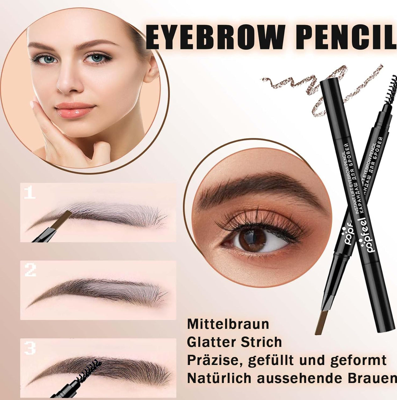 Popfeel Augen Make-up Set, Lidschatten-Palette, Eyeliner, Mascara, Augenbrauen stift, Make-up Tool Set
Box, Geschenke für Frauen