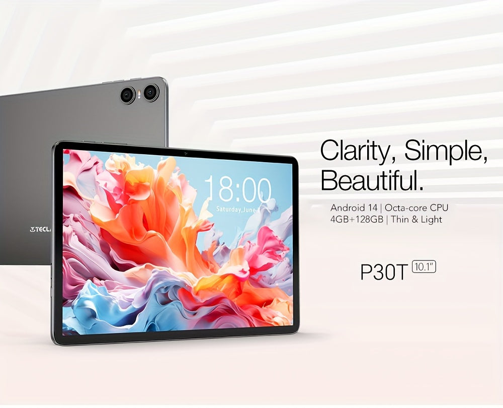 Teclast P30T Tablet 2024 Newest Android 14 10.1 Inch, 4GB RAM+128GB ROM With 1TB Expand Tablet PC, 2 In 1 Tablets With Keyboard, Teclast Case, Protective Film, Wireless Mouse, Earphones, 6000mAh Battery, 1280x800 IPS Display