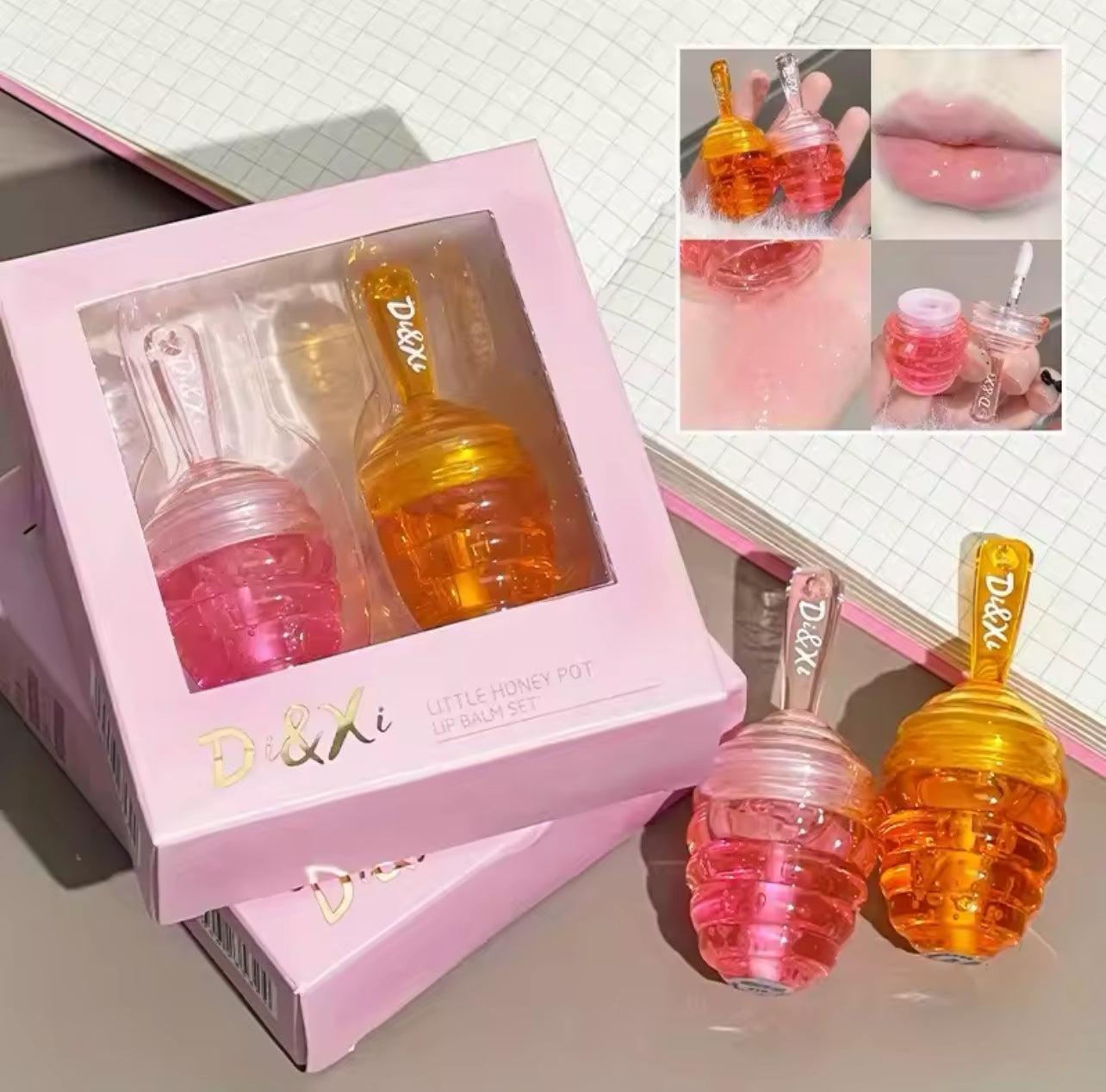Kleines Honeypot Lippenöl, feuchtigkeitsspendendes und verblassendes Lippenmuster, Lippenbalsam
Dudu Lips