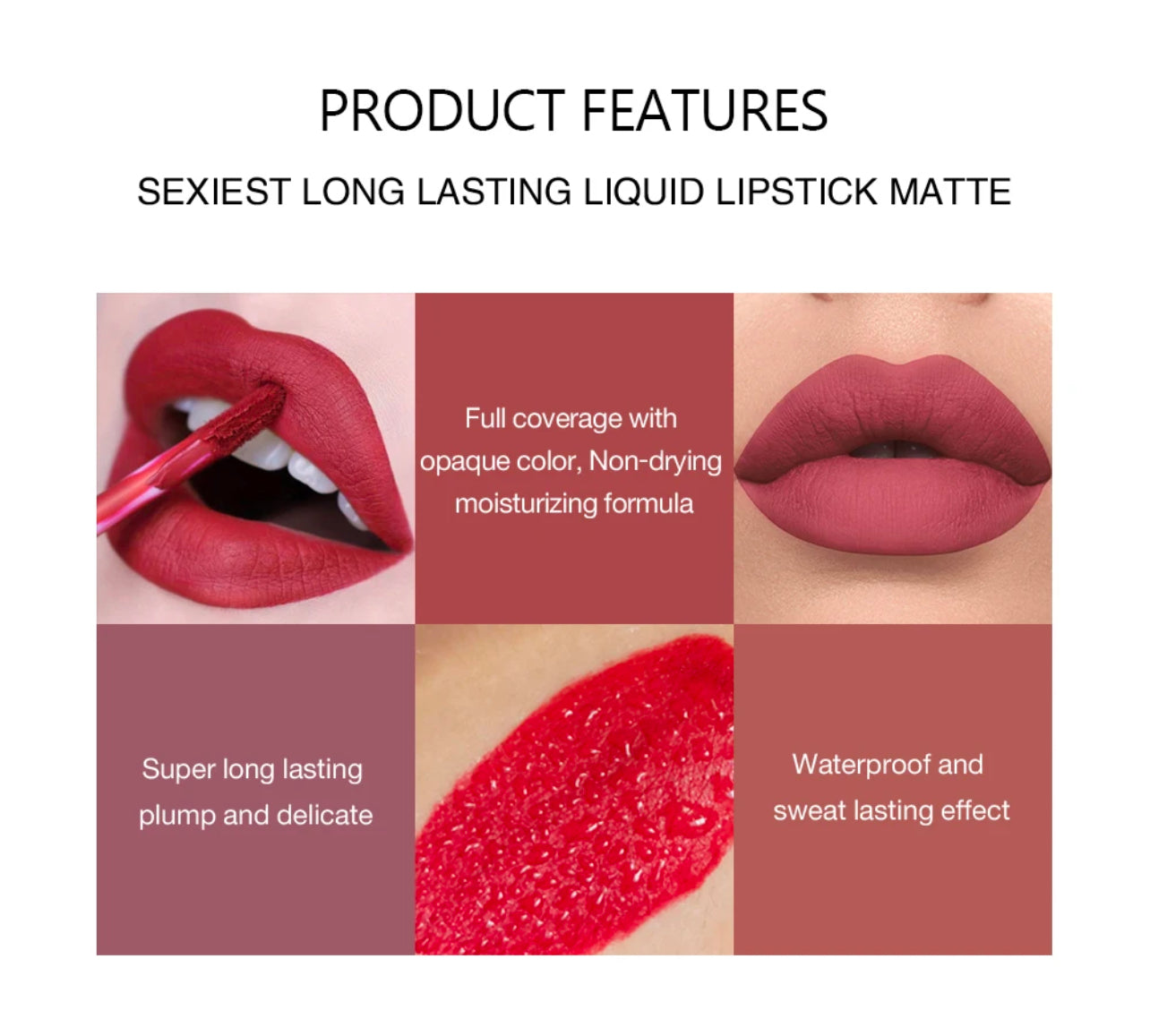HANDAIYAN Set aus 6 flüssigen Lippenstift mit Antihaft becher, langlebiger Lipgloss-Geschenkbox-mattem Lip gloss