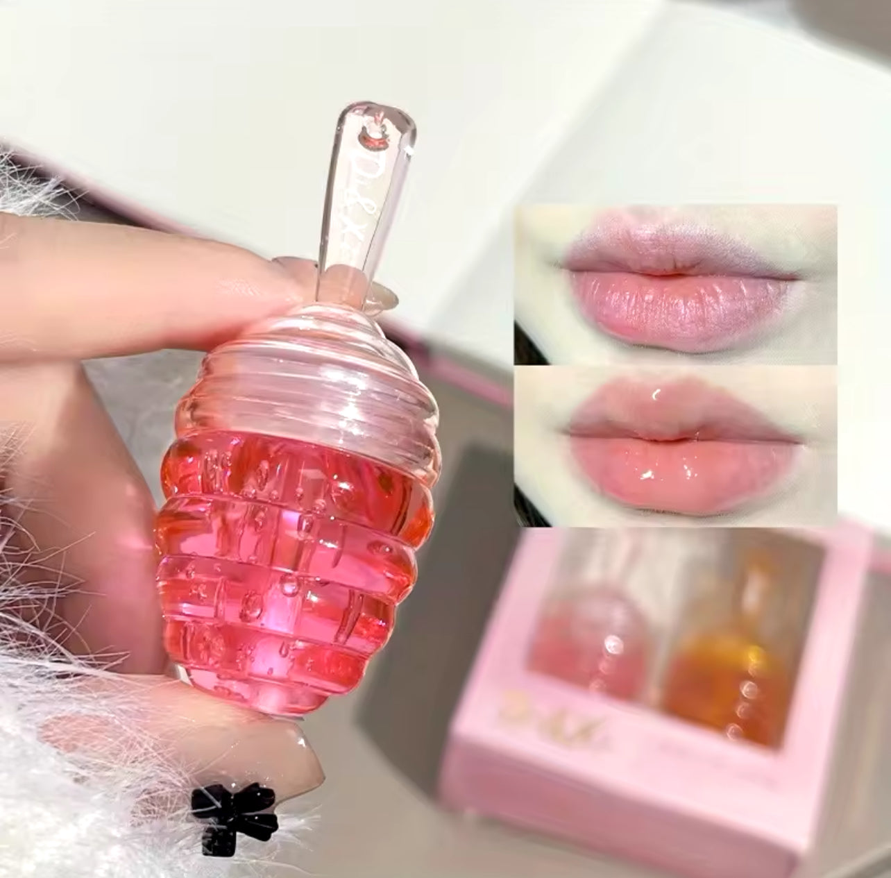 Kleines Honeypot Lippenöl, feuchtigkeitsspendendes und verblassendes Lippenmuster, Lippenbalsam
Dudu Lips