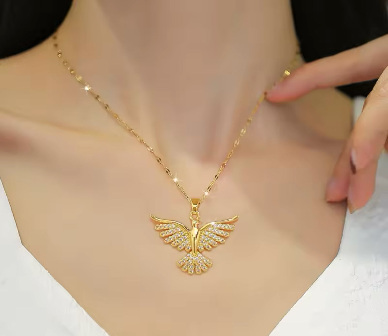 Edelstahl Phoenix Adler Anhänger Halskette für Frauen Mädchen
