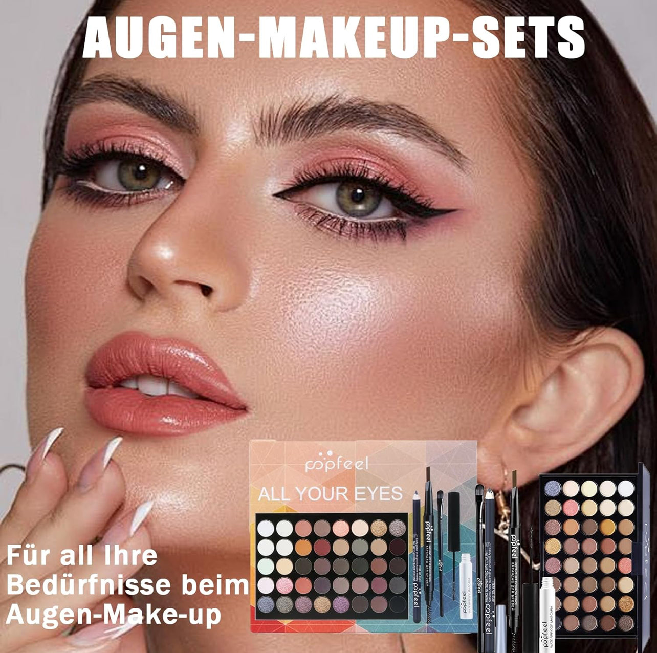 Popfeel Augen Make-up Set, Lidschatten-Palette, Eyeliner, Mascara, Augenbrauen stift, Make-up Tool Set
Box, Geschenke für Frauen