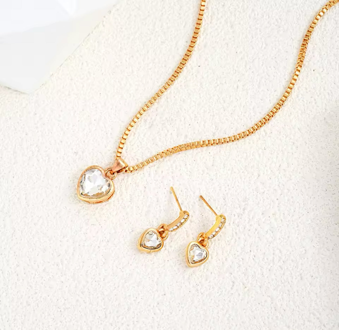 3-teiliges Herz-Anhänger-Schmuckset mit Ohrring-Anhänger-Halskette für Frauen, exquisite Mode, Strass-Doppelherz-Schmuckset, Geschenk