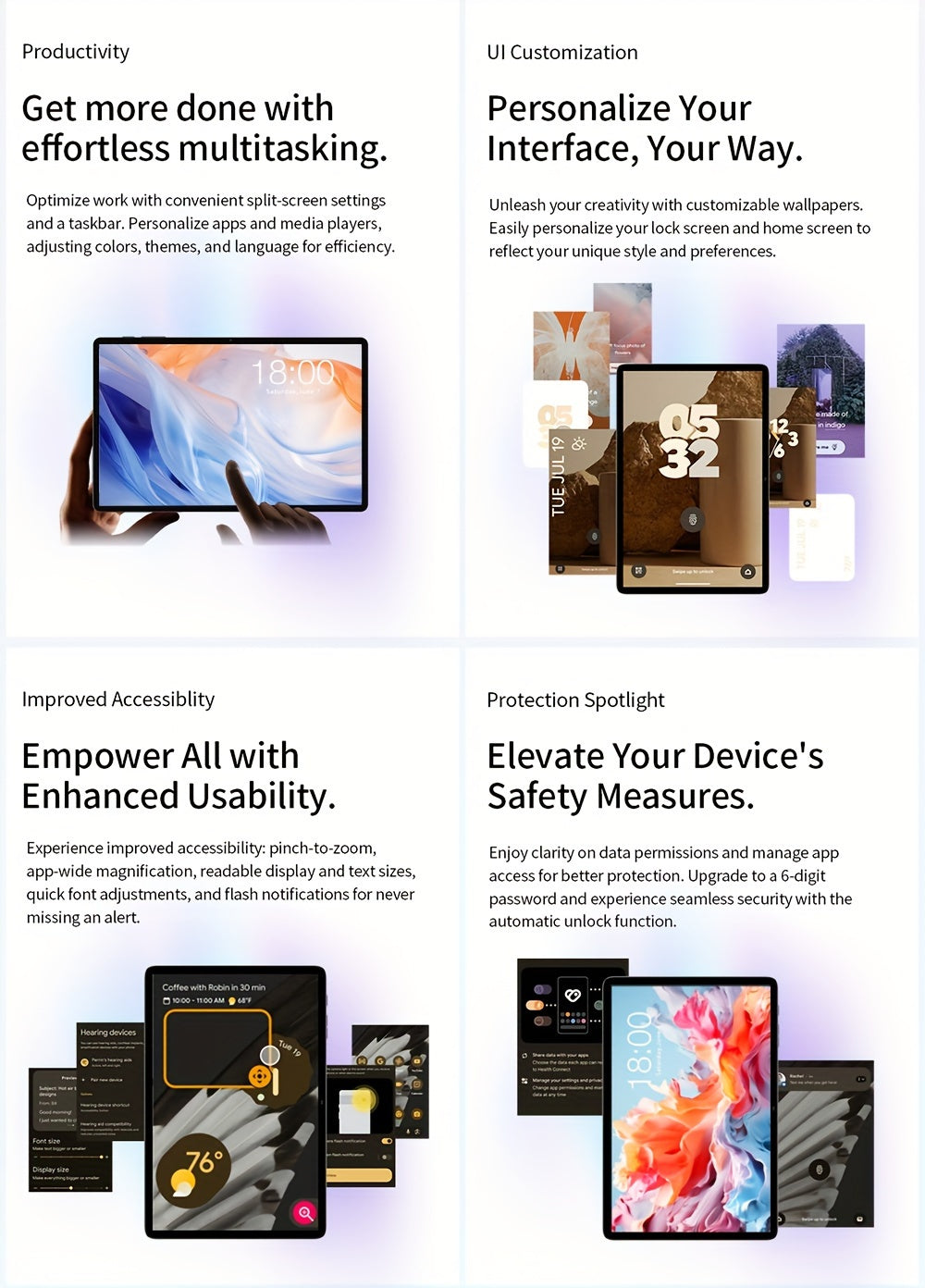 Teclast P30T Tablet 2024 Newest Android 14 10.1 Inch, 4GB RAM+128GB ROM With 1TB Expand Tablet PC, 2 In 1 Tablets With Keyboard, Teclast Case, Protective Film, Wireless Mouse, Earphones, 6000mAh Battery, 1280x800 IPS Display