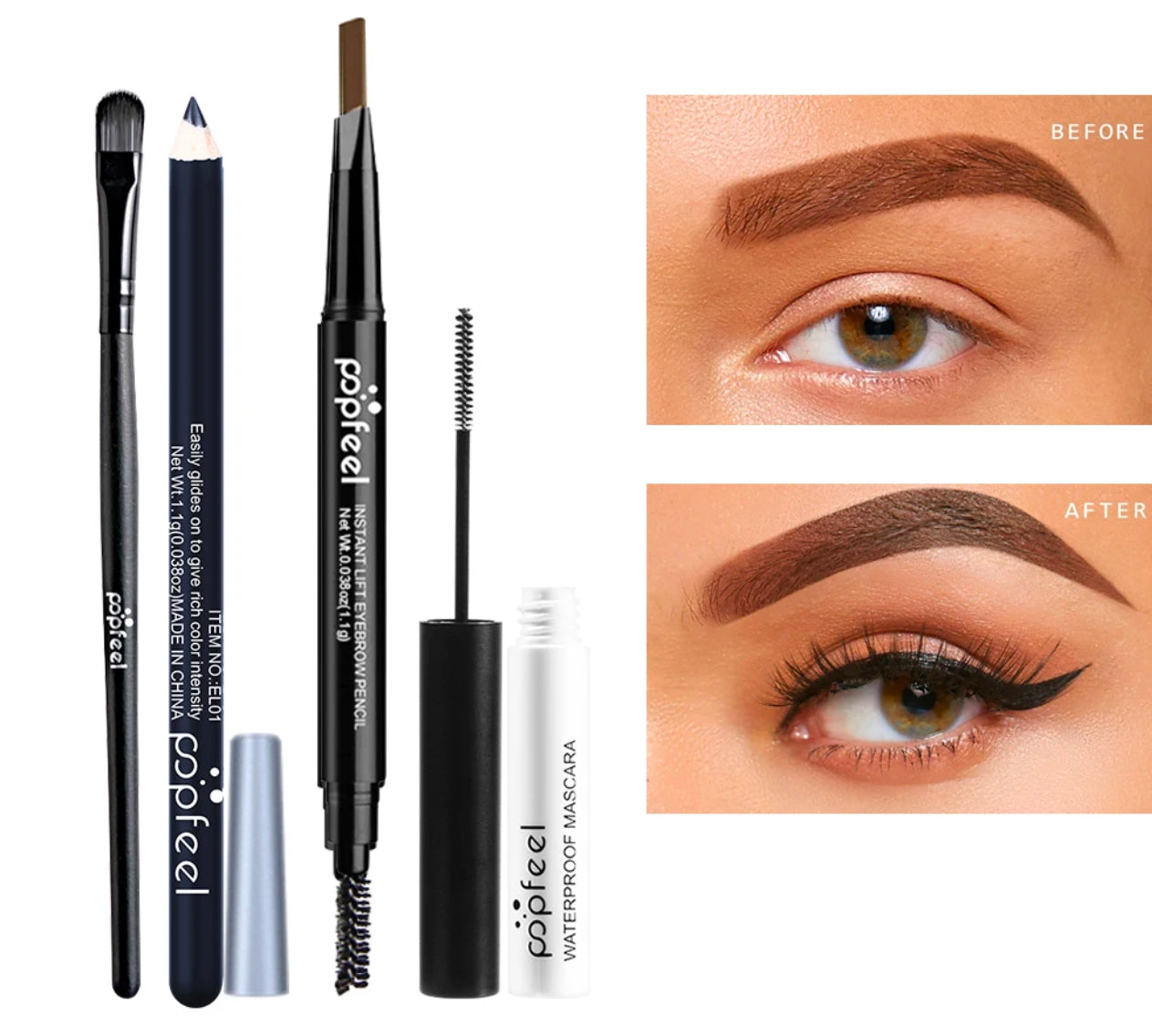 Popfeel Augen Make-up Set, Lidschatten-Palette, Eyeliner, Mascara, Augenbrauen stift, Make-up Tool Set
Box, Geschenke für Frauen