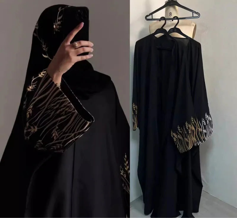 Muslim Fashion Embroidery Black Abaya Dubai Luxury Eid Ramdan Elegant Prayer Dress Kebaya Kaftan Moroccan Dresses For Women