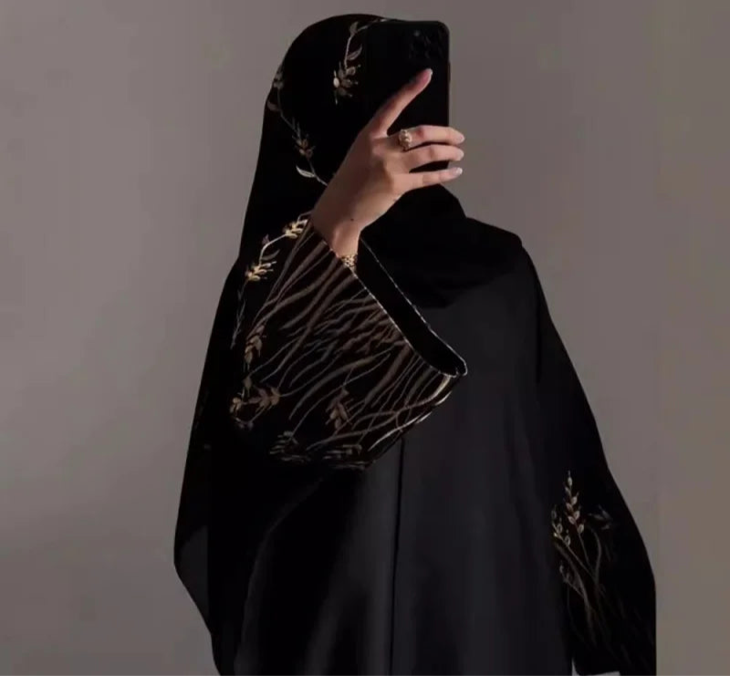 Muslim Fashion Embroidery Black Abaya Dubai Luxury Eid Ramdan Elegant Prayer Dress Kebaya Kaftan Moroccan Dresses For Women