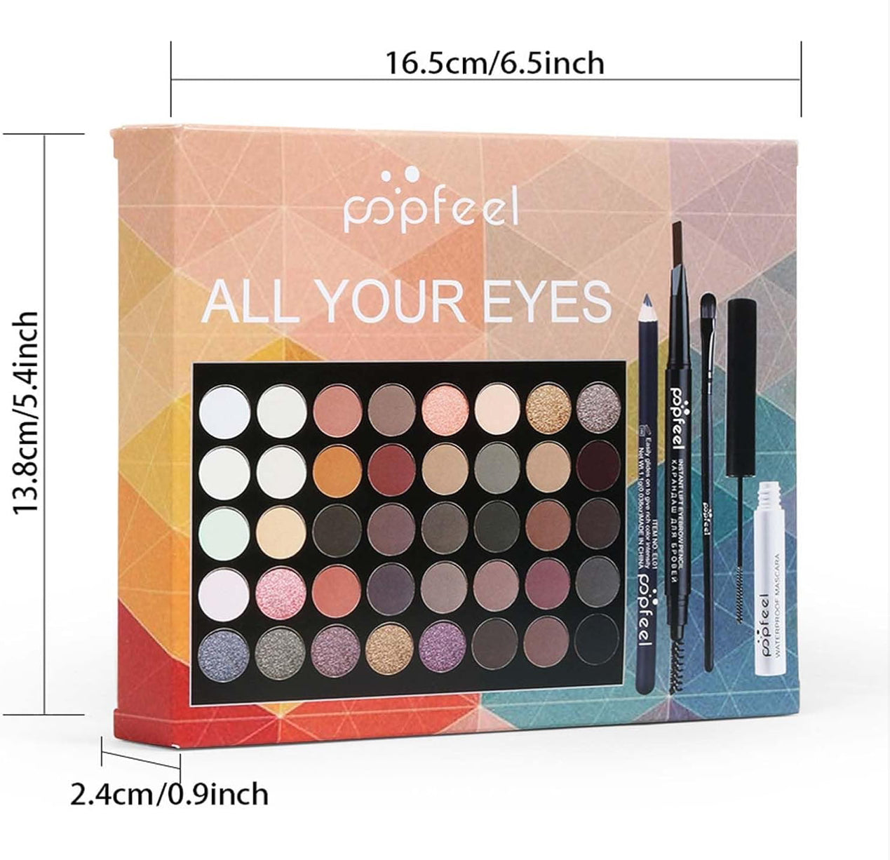 Popfeel Augen Make-up Set, Lidschatten-Palette, Eyeliner, Mascara, Augenbrauen stift, Make-up Tool Set
Box, Geschenke für Frauen