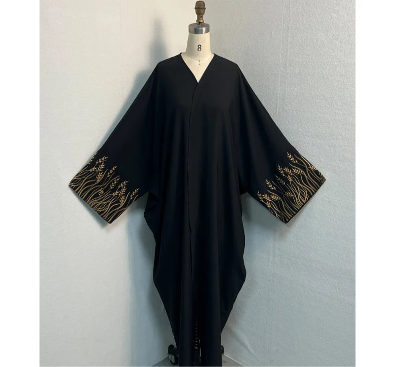 Muslim Fashion Embroidery Black Abaya Dubai Luxury Eid Ramdan Elegant Prayer Dress Kebaya Kaftan Moroccan Dresses For Women
