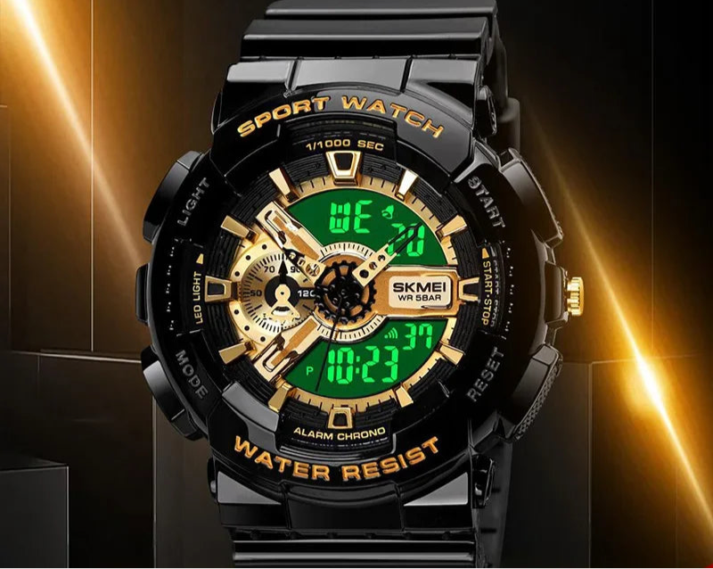 SKMEI Youth Sport Digital Watch Men Shockproof Waterproof Dual Wristwatches LED Chrono Alarm Clock Mens Watches Cool Hour vogue