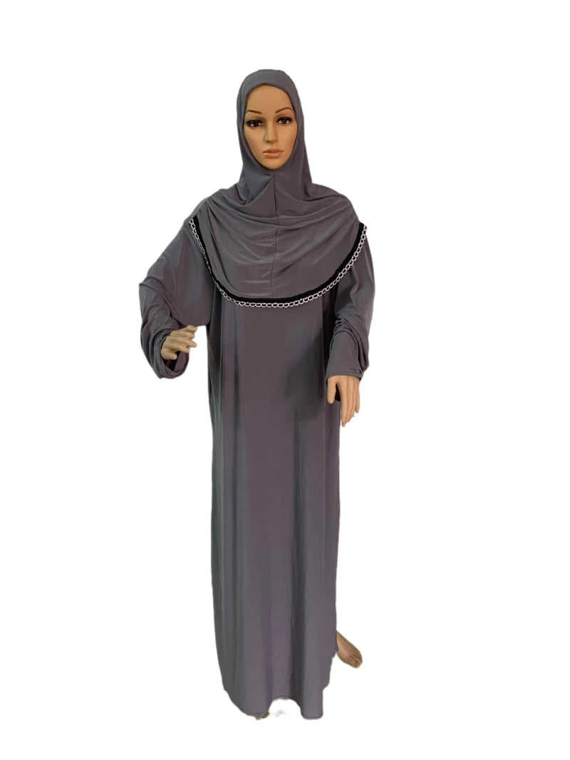 Free size muslim dress with attached hijab pray khimar kaftan burqa abaya robe hijab middle east clothing
