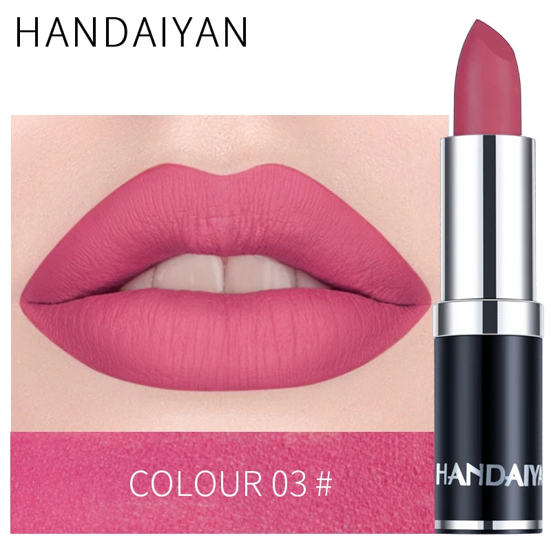 HANDAIYAN 12-COLOR MATTE LIPSTICK WATERPROOF LONG-LASTING MOISTURIZING VELVET MATTE LIPSTICK High Pigment Lips Cosmetics
