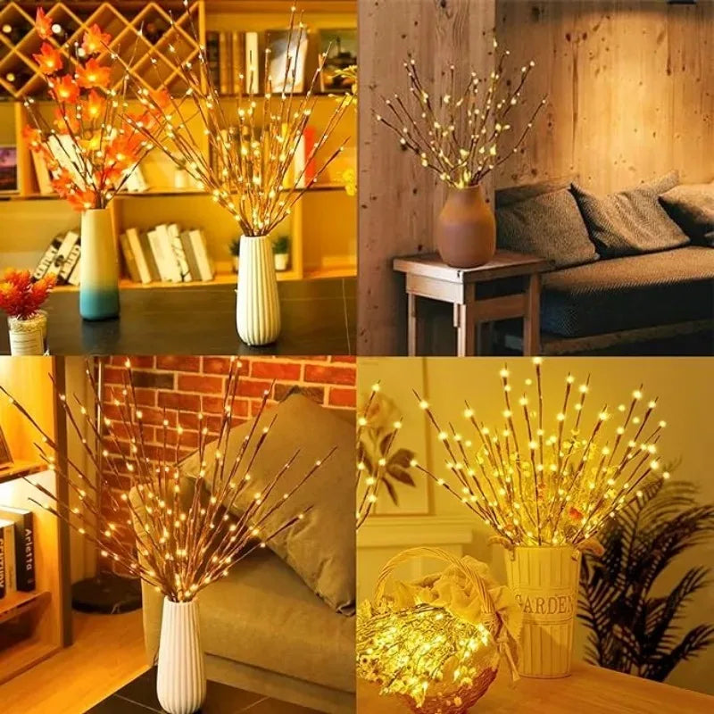 LED Branch Light Battery Powered Willow Branch Lamp Artificial Branch Twig Vase Lights for Party Fairy DIY Room Christmas Decor