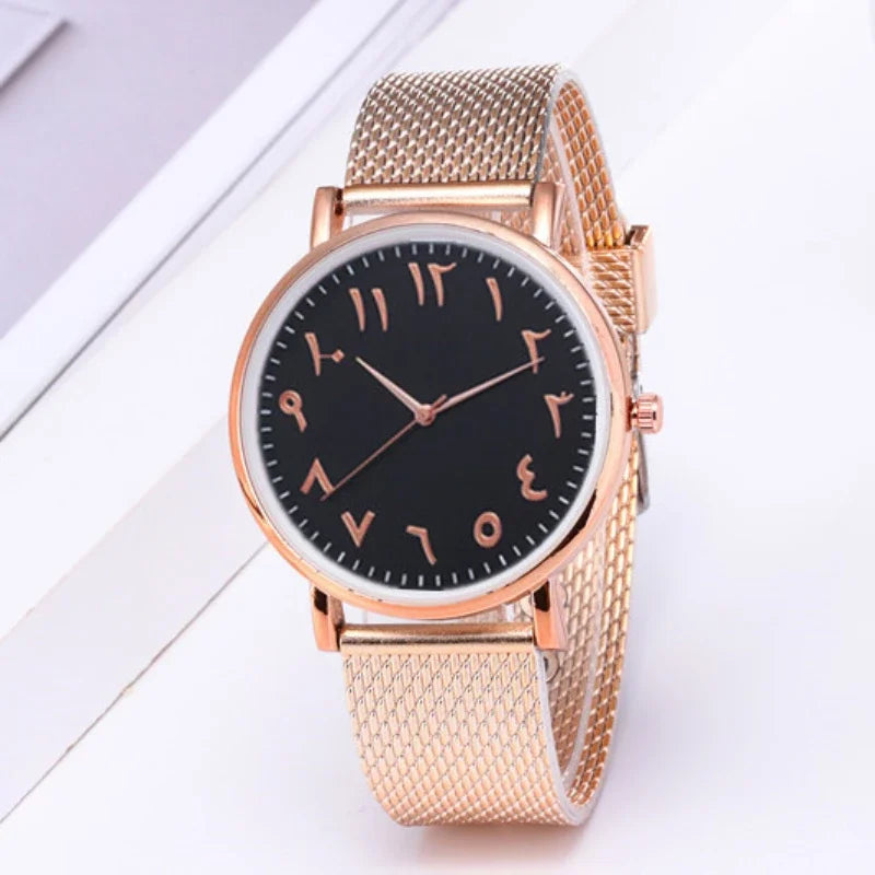 Ladies Watches Fashion Design Arabic Numbers Watch Women Watches Silver Mesh Band Quartz Wristwatches