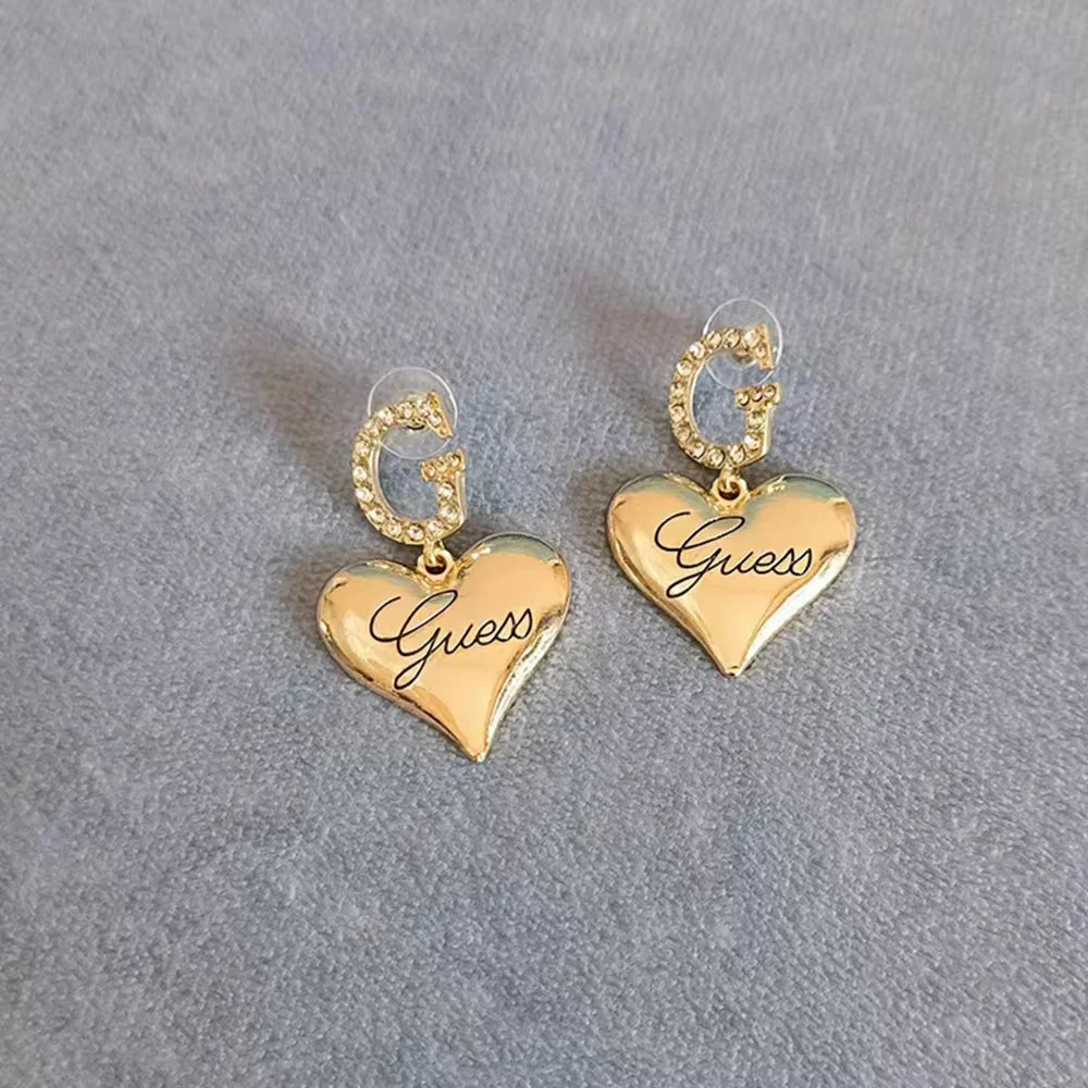 Obega 1Pair Trendy Heart Metal Drop Earrings For Women Girls Korean Style Big Love Heart Studs Earring Fashion Jewelry Gift