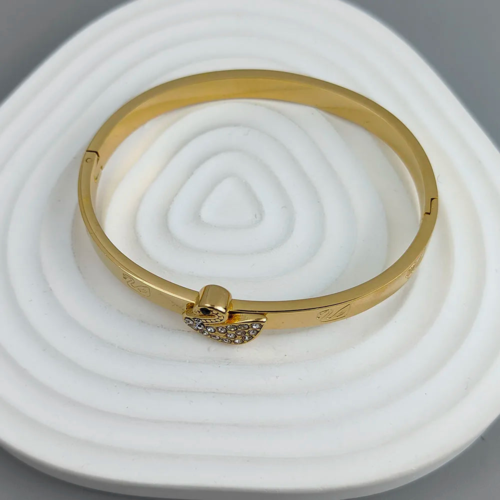 New swan zircon gold-plated stainless steel bracelet 18K, high quality waterproof couple bracelet, wife gift