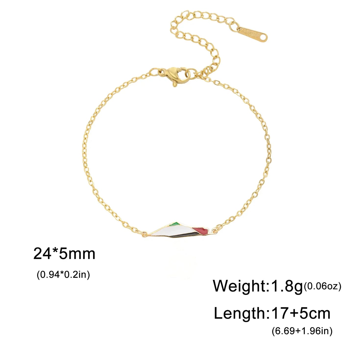 Enamel Palestine Map Charm Bracelets for Women Men Stainless Steel Gold Color Hand Bracelet Country Geography Jewelry Wholesale