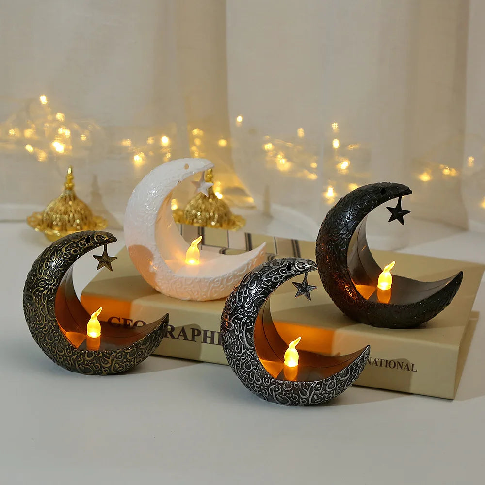 2025 Ramadan Decoration Star Moon LED Candlestick Lamp for Ramadan Kareem Islamic Muslim Home Decor Lamp Eid Mubarak Party Gifts