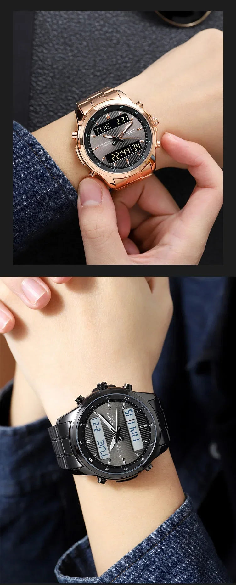 Skmei 2049 Fashion Watches Men's Watch Backlit Sport Waterproof Alarm Clock 3 Time Countdown Timer Digital Watch
