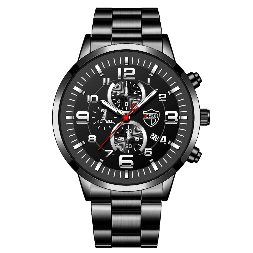 Brand Men's Watches Luxury Stainless Steel Quartz Watch Man Leather Calendar Sports Wristwatch Luminous Clock reloj hombre