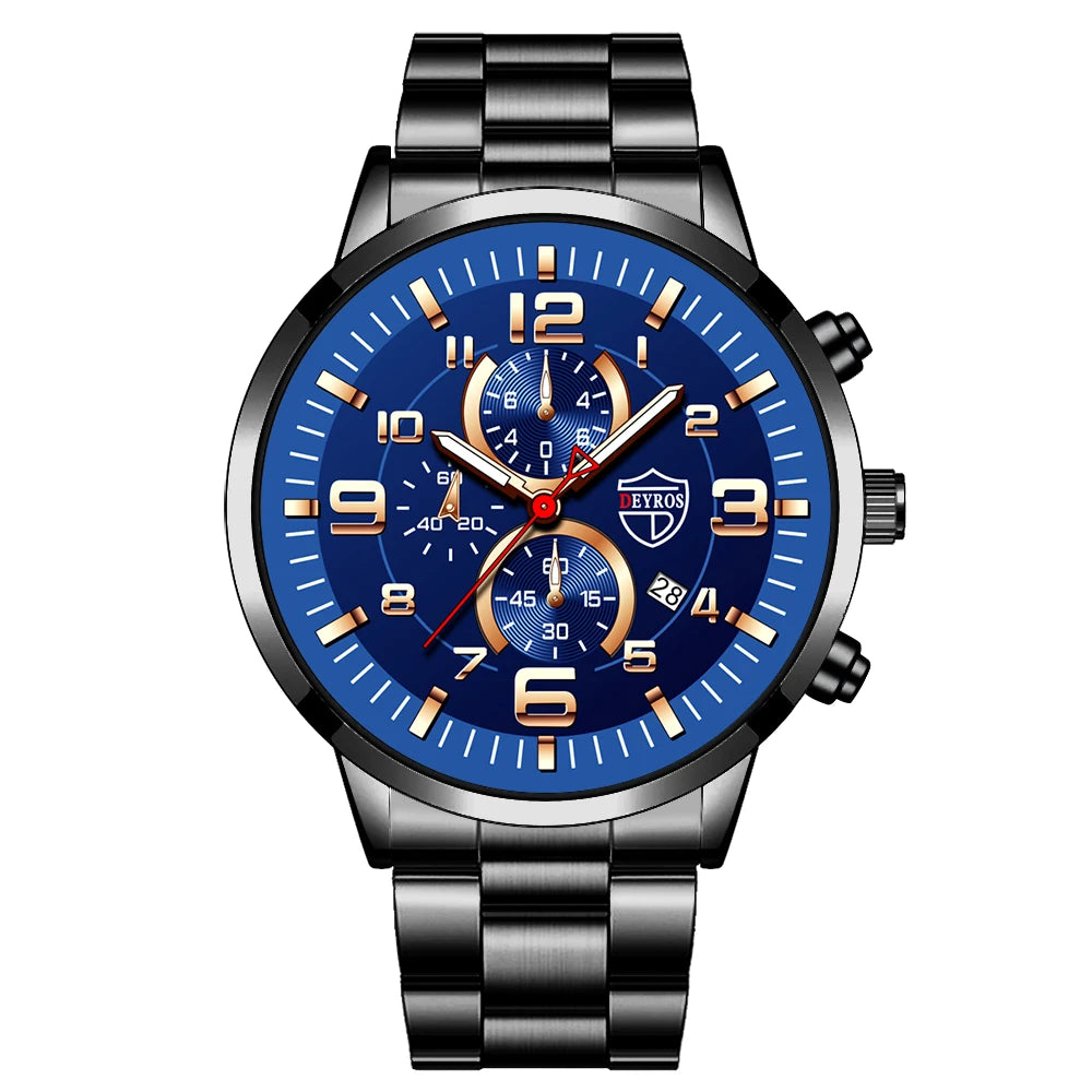 Brand Men's Watches Luxury Stainless Steel Quartz Watch Man Leather Calendar Sports Wristwatch Luminous Clock reloj hombre