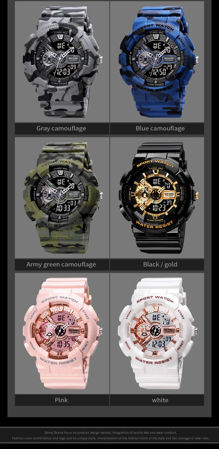 SKMEI Youth Sport Digital Watch Men Shockproof Waterproof Dual Wristwatches LED Chrono Alarm Clock Mens Watches Cool Hour vogue