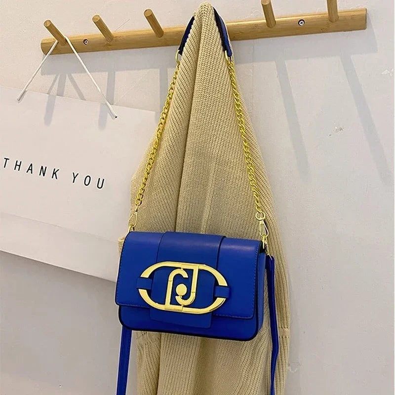Metal Buckle Flap Crossbody Chain Shoulder Bag,Women Square Underarm Messenger Bag,Ladies Casual Versatile Commute Handbag 2024