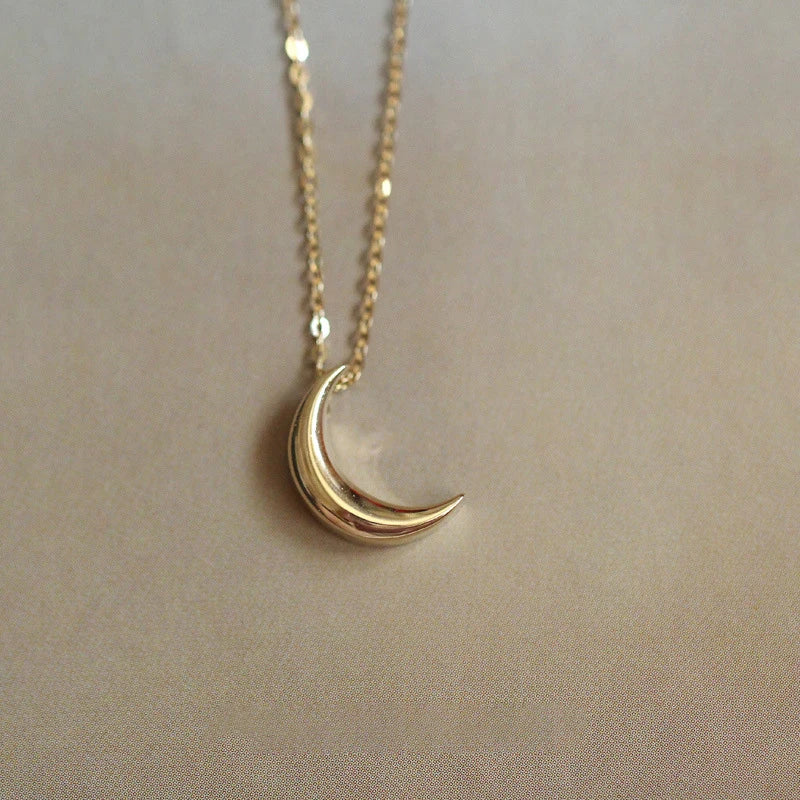 INZATT Real 925 Sterling Silver Moon 14K Gold Choker Necklace For Women Minimalist Fine Jewelry Cute Accessories Drop shipping