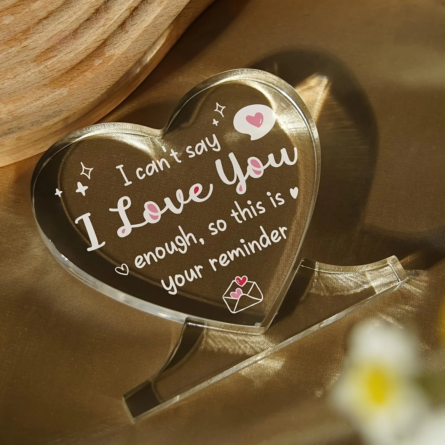 I Love You Gifts for Her Him, Heart-shaped Acrylic Plaque, Anniversary, Valentines Day Gifts for Girlfriend, Wife, Boyfriend