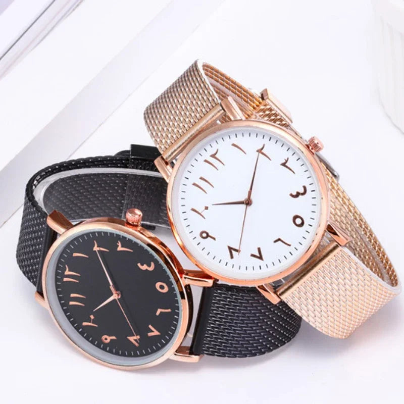 Ladies Watches Fashion Design Arabic Numbers Watch Women Watches Silver Mesh Band Quartz Wristwatches