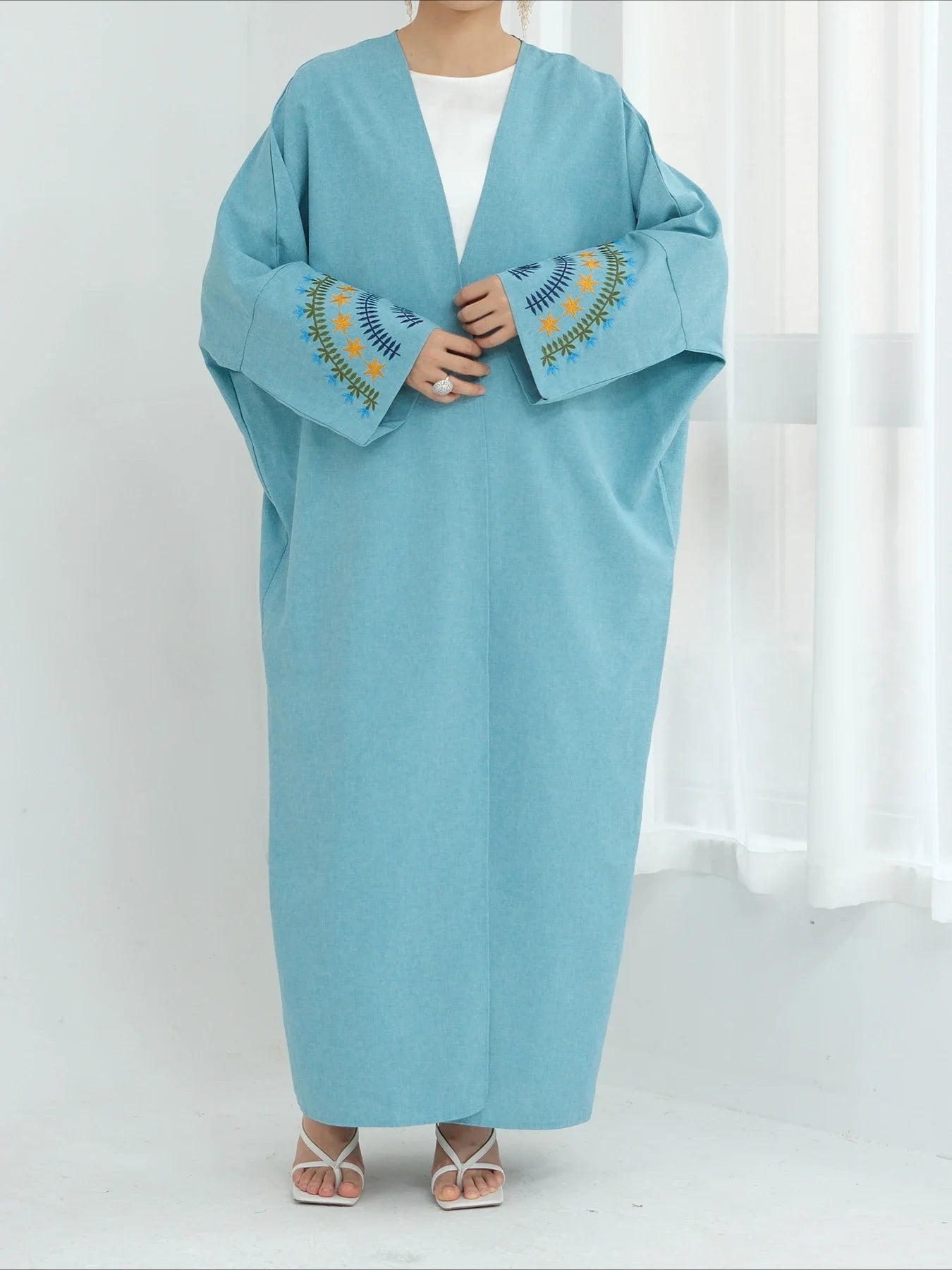 Eid Muslim Women Embroidery Abaya Dresses Long Robe Jalabiya Ramadan Islam Vestidos Arab Morocco Dubai Abayas Kaftan Cardigan