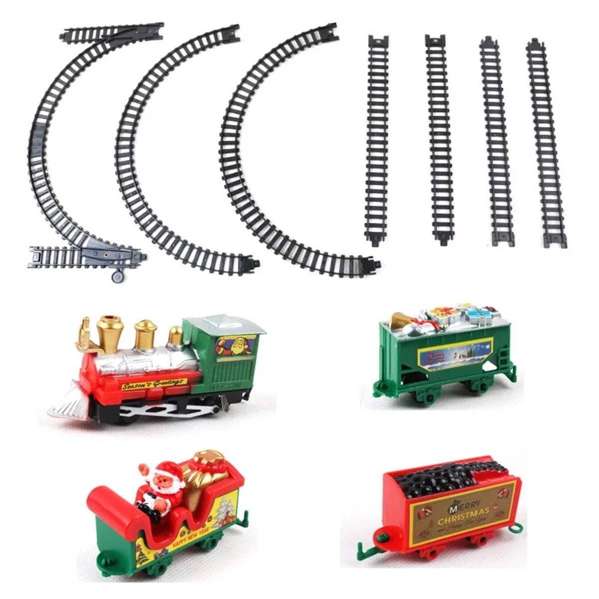 Electric Christmas Train Toy Set with Light Sound Train Track Set DIY Railway Tracks Educational Toys for Kids Party Xmas Gifts