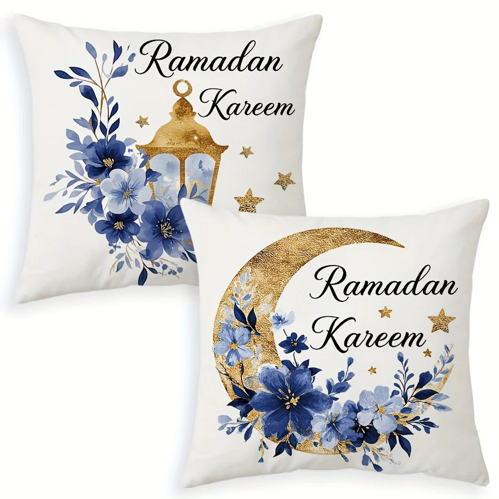 Eid Mubarak Ramadan Golden Moon Ethnic Print Pillowcase Polyester Cushion Cover Decorative for Home Bedroom