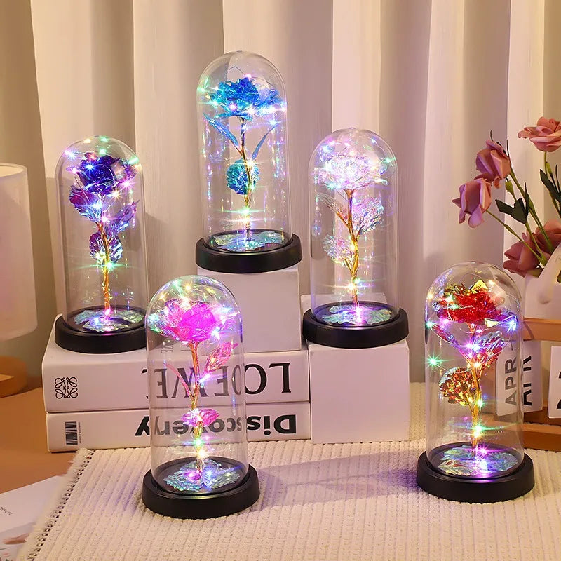 15/20CM Rose Artificial Flowers LED Gift for Girlfriend Eternal Rose Light Foil Fake Flower Home Room Decor DIY Ornament