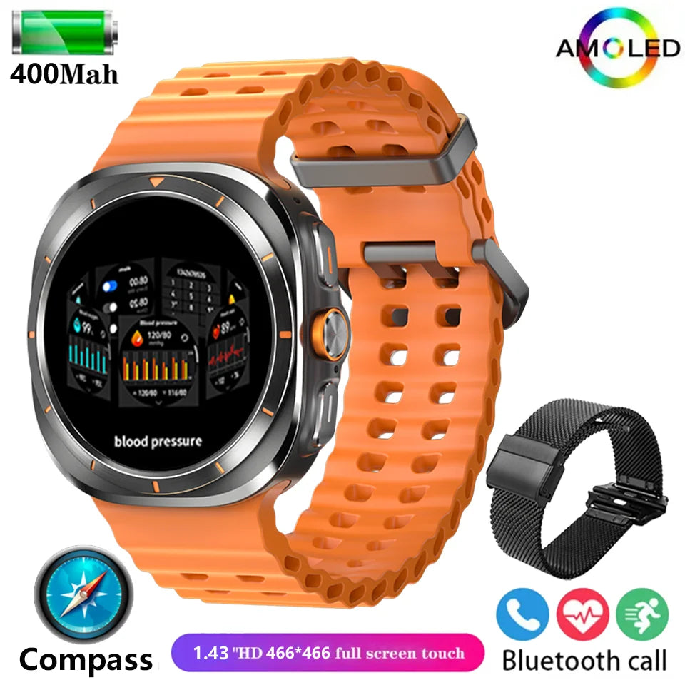 New AMOLED Smart Watch Men, Woman Blood Glucose Heart Rate Bluetooth Call NFC GPS Tracker Men Smart Watch