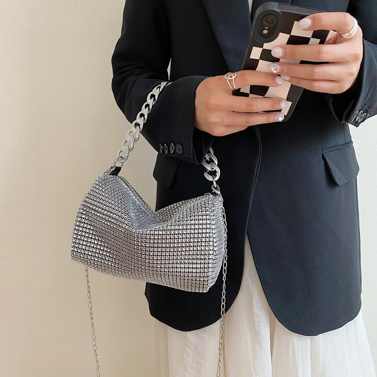 New Bags Popular Korean Version Handbags Fashion Trend Bright Diamond Messenger Niche