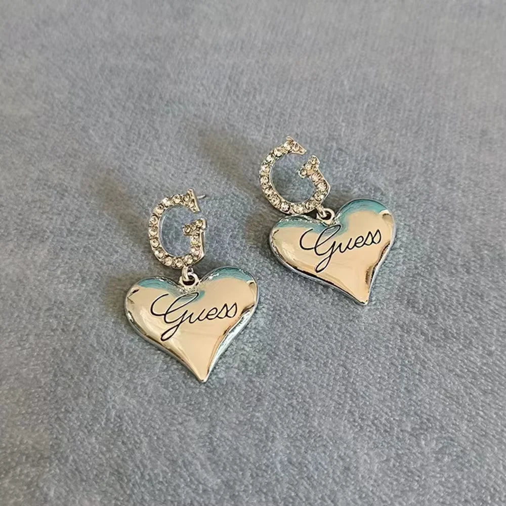 Obega 1Pair Trendy Heart Metal Drop Earrings For Women Girls Korean Style Big Love Heart Studs Earring Fashion Jewelry Gift