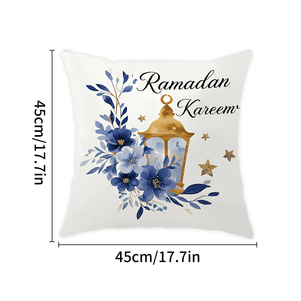 Eid Mubarak Ramadan Golden Moon Ethnic Print Pillowcase Polyester Cushion Cover Decorative for Home Bedroom