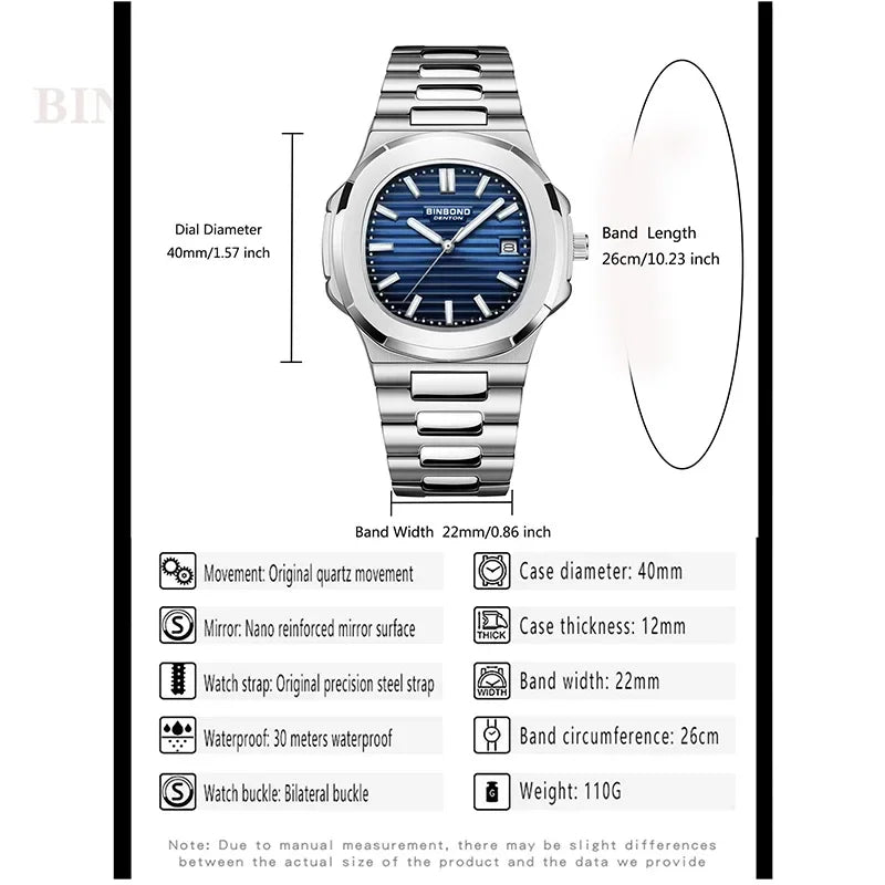 New Casual Business Movement Clock Men Luxury Watch Automatic Watches Mens Fashion Quartz Wristwatches Gifts Relogio Masculino