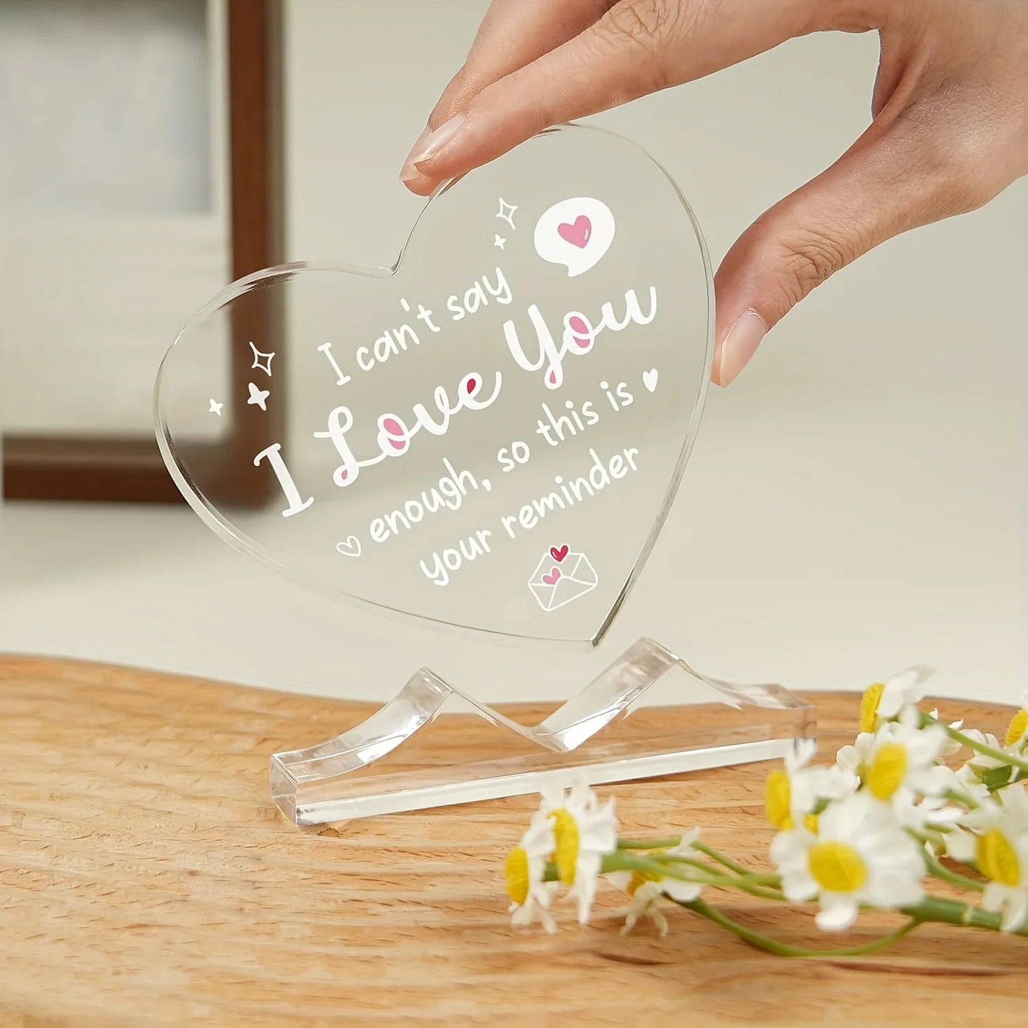 I Love You Gifts for Her Him, Heart-shaped Acrylic Plaque, Anniversary, Valentines Day Gifts for Girlfriend, Wife, Boyfriend
