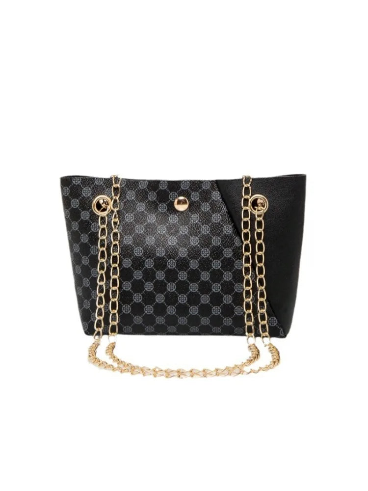 Bag new trendy fashion polka dot printing chain bucket bag one shoulder bag one piece delivery