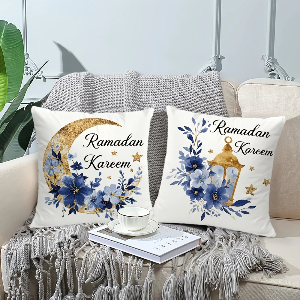 Eid Mubarak Ramadan Golden Moon Ethnic Print Pillowcase Polyester Cushion Cover Decorative for Home Bedroom