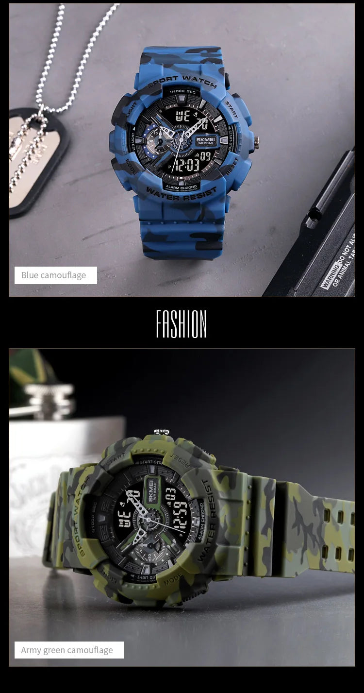 SKMEI Youth Sport Digital Watch Men Shockproof Waterproof Dual Wristwatches LED Chrono Alarm Clock Mens Watches Cool Hour vogue