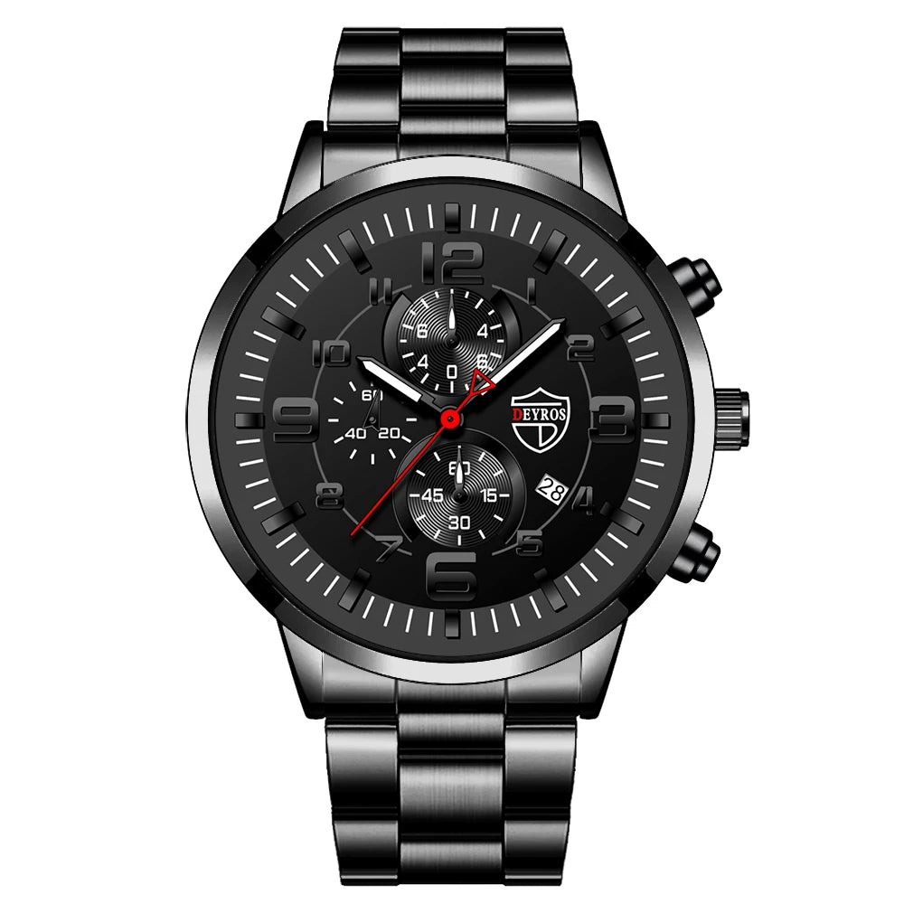 Brand Men's Watches Luxury Stainless Steel Quartz Watch Man Leather Calendar Sports Wristwatch Luminous Clock reloj hombre