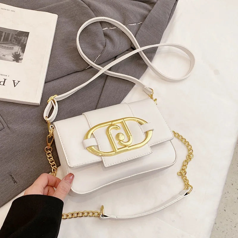 Metal Buckle Flap Crossbody Chain Shoulder Bag,Women Square Underarm Messenger Bag,Ladies Casual Versatile Commute Handbag 2024