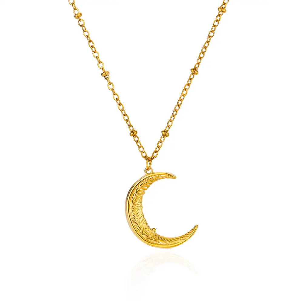 Minimalist Stainless Steel Moon Pendant Necklace for Women Gold Plated Aesthetic Moon Choker Necklaces Christmas Jewelry Gift