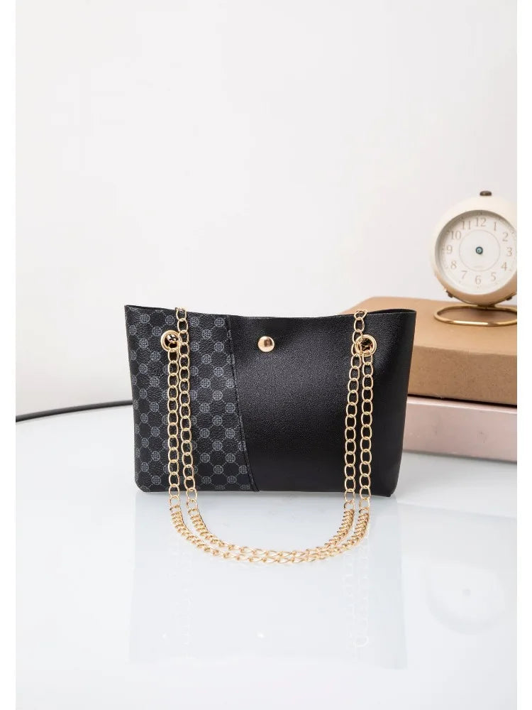 Bag new trendy fashion polka dot printing chain bucket bag one shoulder bag one piece delivery