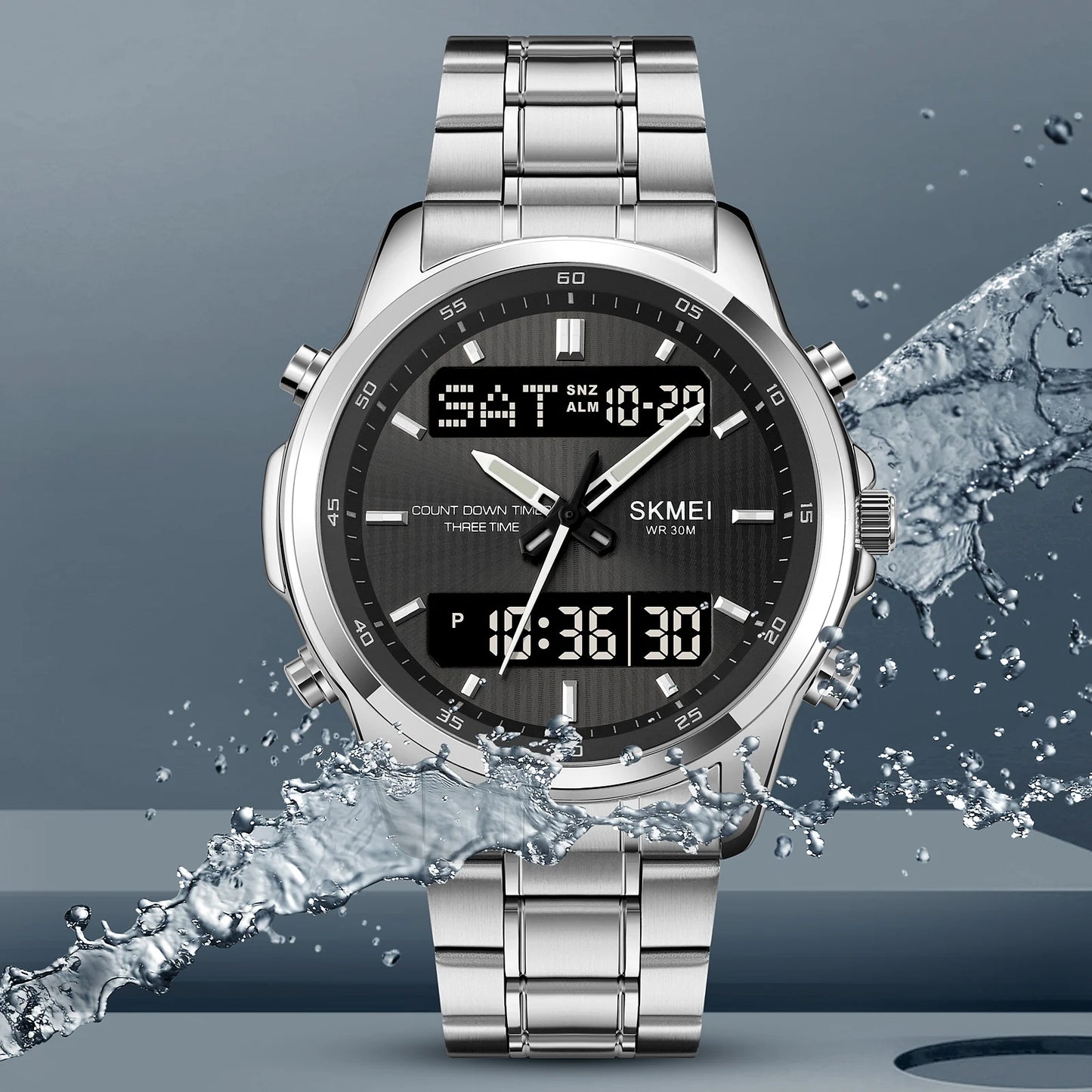 Skmei 2049 Fashion Watches Men's Watch Backlit Sport Waterproof Alarm Clock 3 Time Countdown Timer Digital Watch