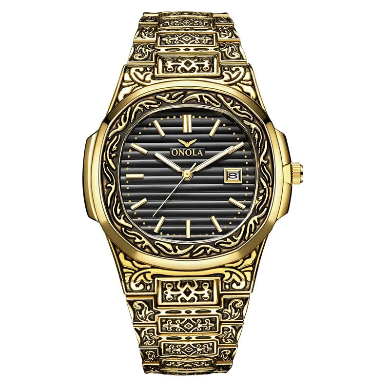 Men Watches ONOLA Fashion Casual Quartz Wristwatches Male Clock Top Brand Luxury Leather Wrist Watches with Calendar